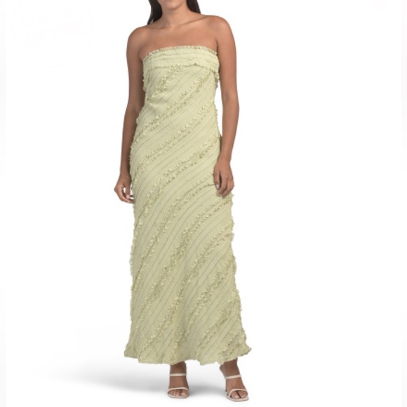 Endless Rose Dresses & Skirts - ENDLESS ROSE Strapless Ruffled Maxi Dress Pistachio